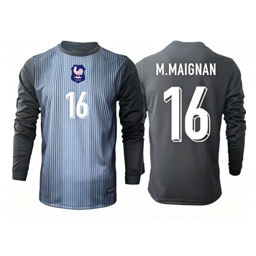 Billige Fotballdrakt Frankrike Mike Maignan #16 Keeper Replika Hjemmedrakt VM 2026 Langermet Billige Fotballdrakt Frankrike Mike Maignan #16 Keeper Replika Hjemmedrakt VM 2026 Langermet
